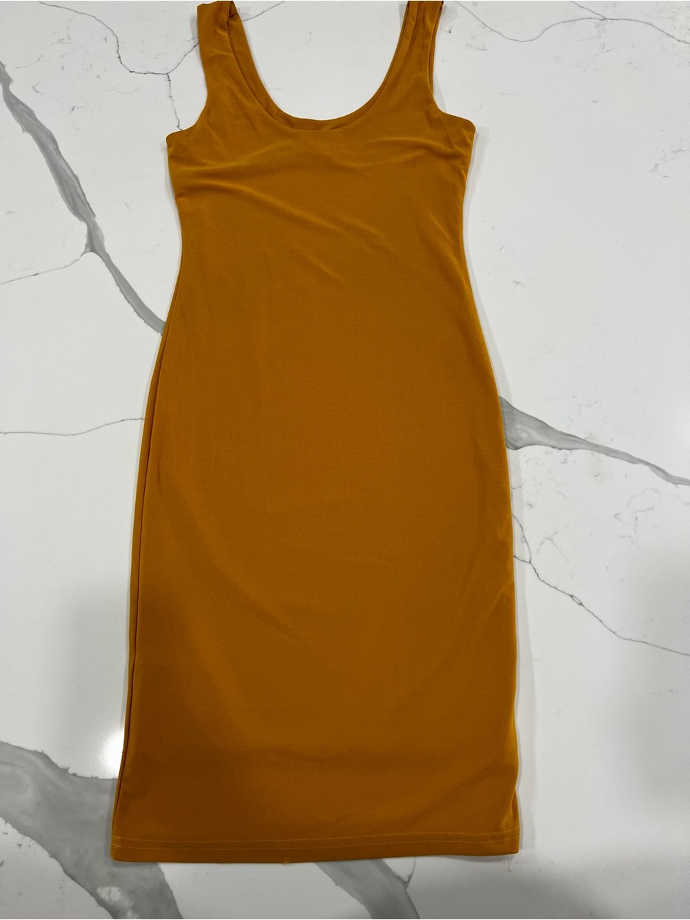 Scoop Neck Sleeveless Midi Dress in Mustard